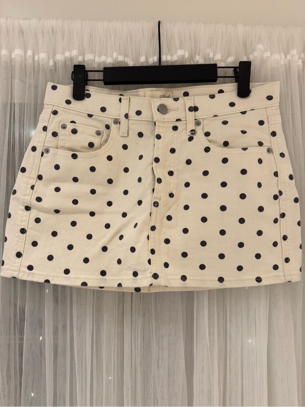 Polka Dot Denim Skirt